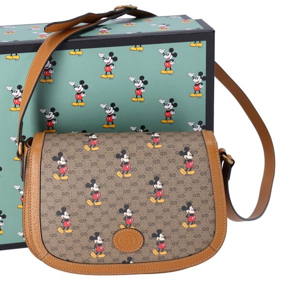 GUCCI x Disney GG Supreme Shoulder Bag 602694 Khaki Brown Multi PVC Leather - Picture 1 of 7